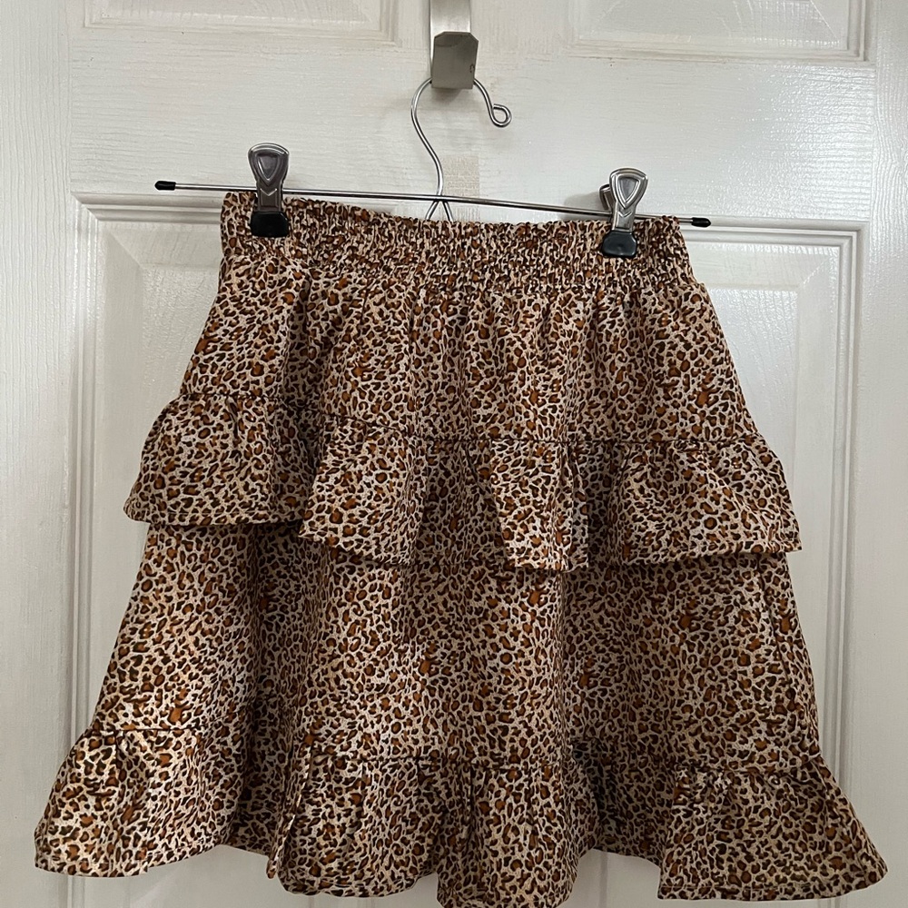 Le Lis Brown Leopard A-Line Skirt